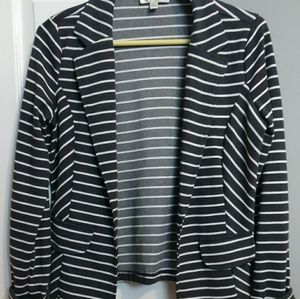 Charcoal grey and white striped cotton blazer